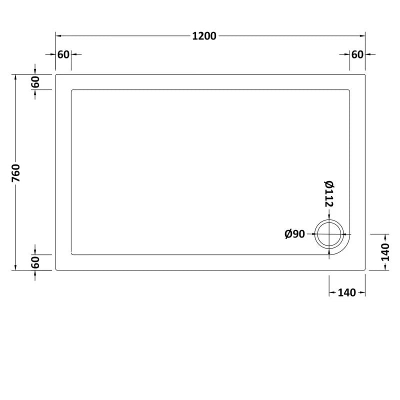 White shower tray 1200 x 760 mm image # Options_1200 x 760 mm