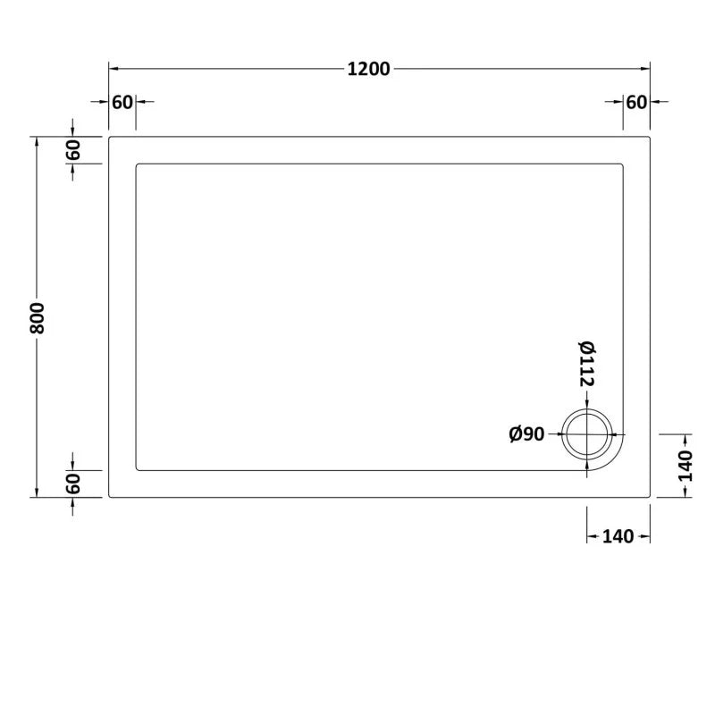 White shower tray 1200 x 800 mm image # Options_1200 x 800 mm