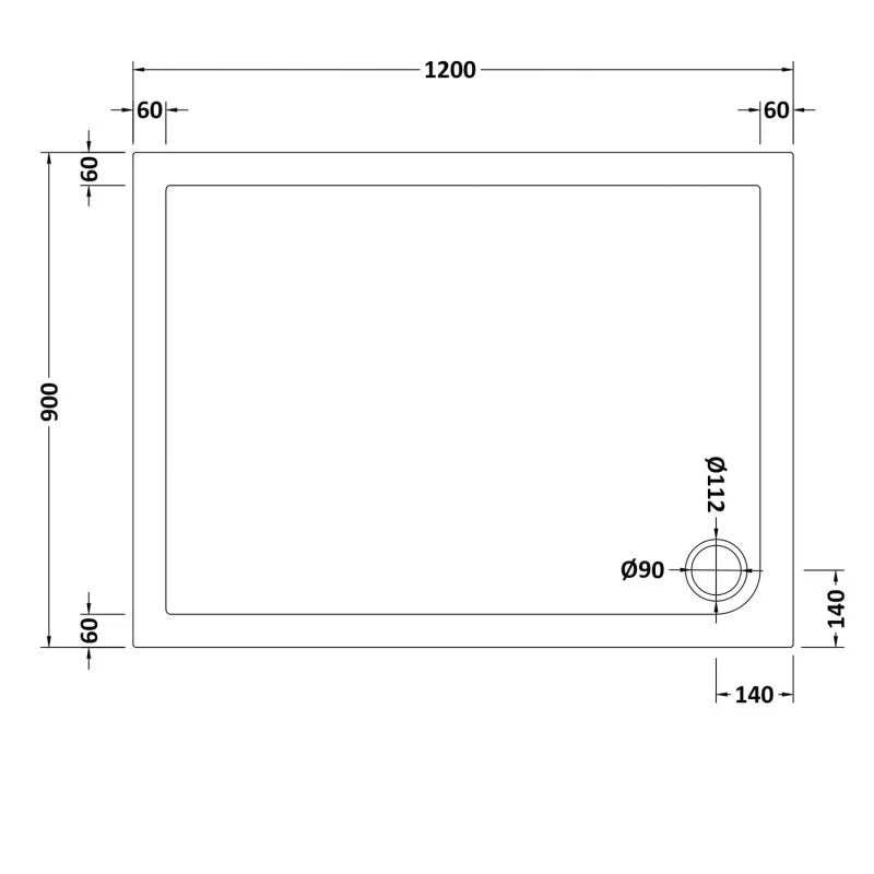 White shower tray 1200 x 900 mm image # Options_1200 x 900 mm