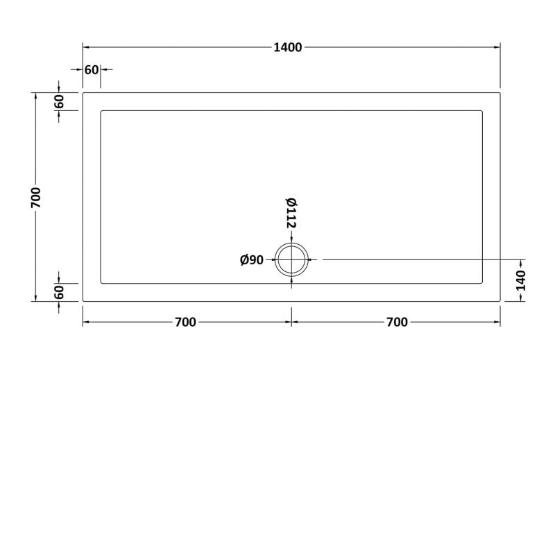 White shower tray 1400 x 700 mm image # Options_1400 x 700 mm