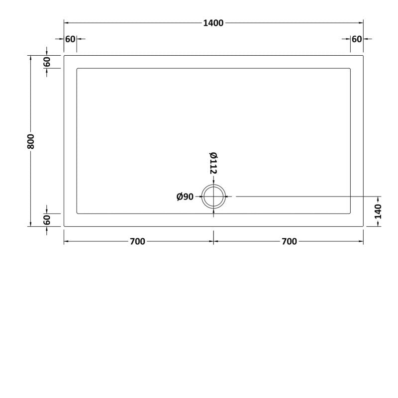 White shower tray 1400 x 800 mm image # Options_1400 x 800 mm