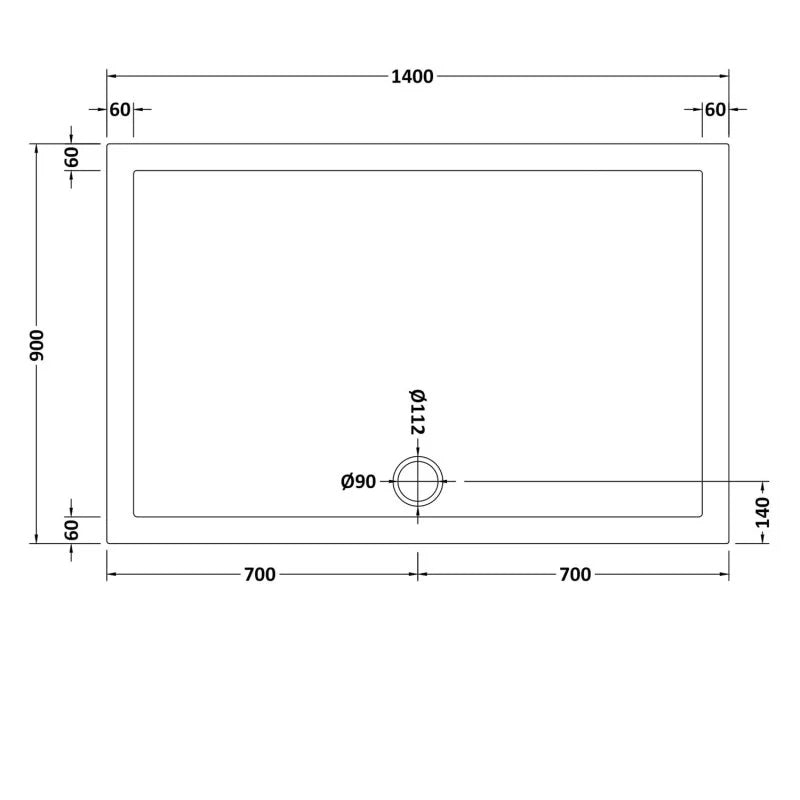 White shower tray 1400 x 900 mm image # Options_1400 x 900 mm