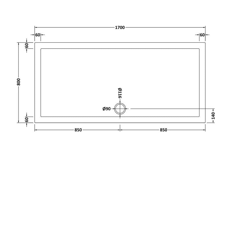 White shower tray 1700 x 800 mm image # Options_1700 x 800 mm