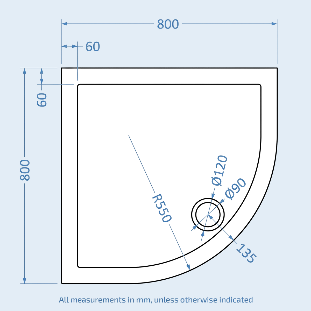 Harper quadrant shower tray 800 × 800 mm image # Options_800 x 800 mm