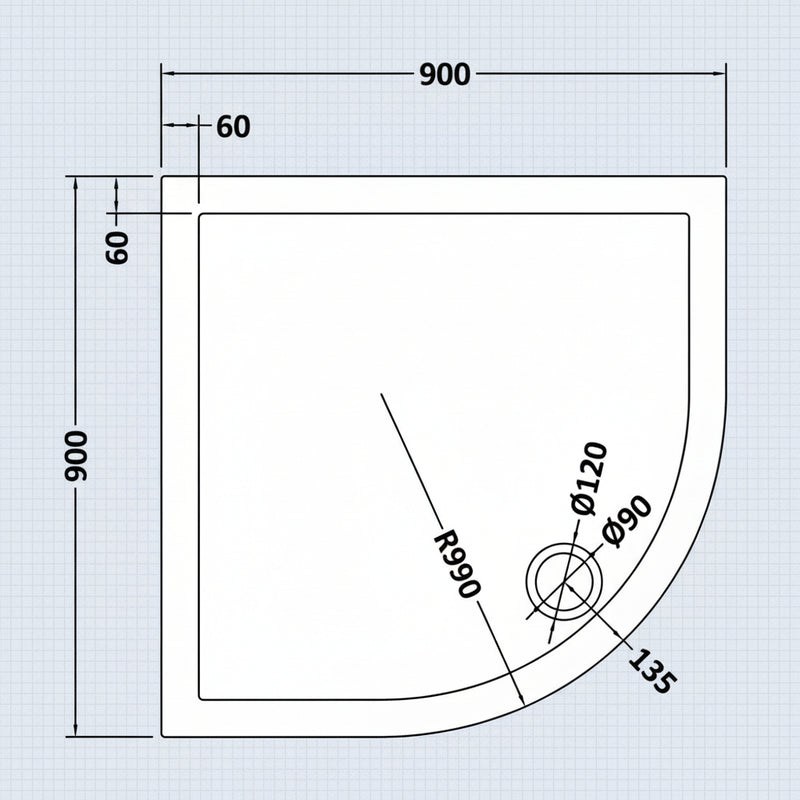 Hardwick Frameless Quadrant Sliding Enclosure #Options_900 mm #Tray Options_Low Profile Quadrant Tray