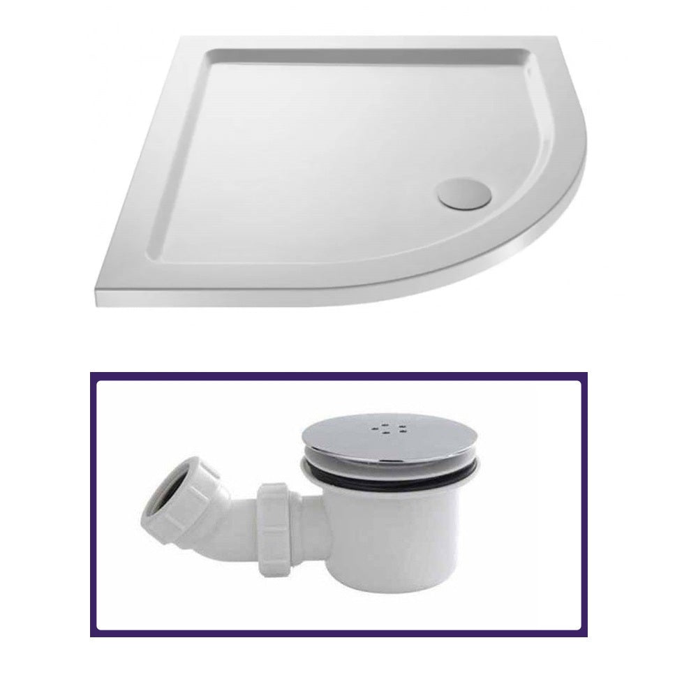 900 x 900 Slim Line Quadrant Shower Tray with Low Profile and Free Waste