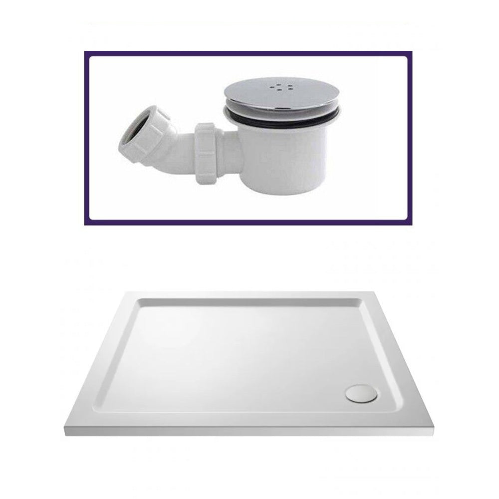 Low Profile 1200 x 800 Shower Tray Rectangle Walkin and Free Fast Flow Waste