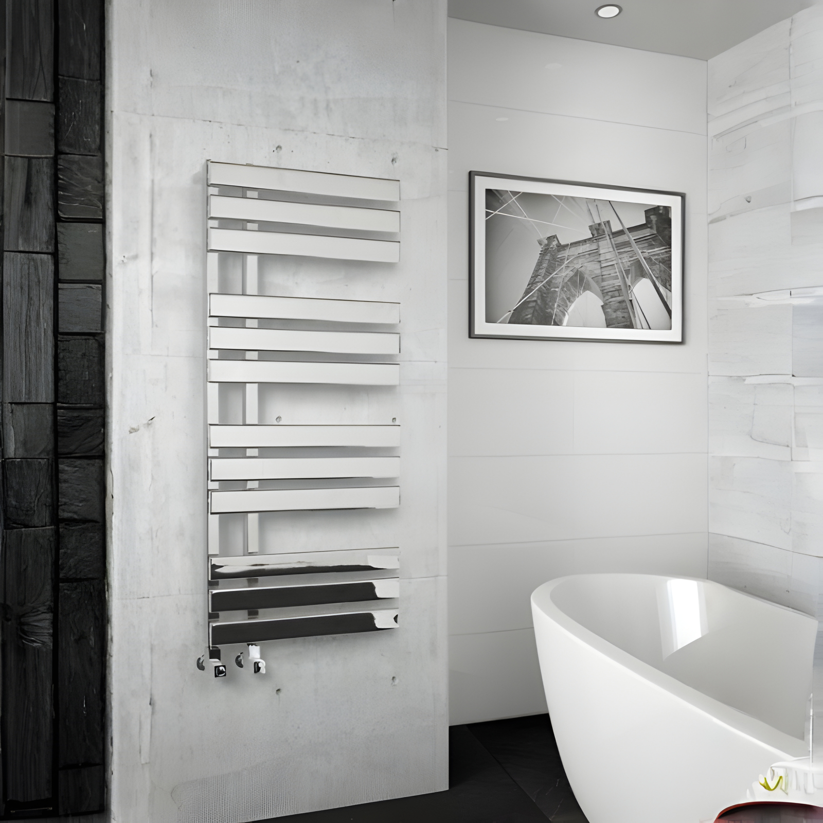 Kartell Oregon Design 1180mm H x 500mm W Chrome Vertical Designer Towel Rail - ORE500-1200C