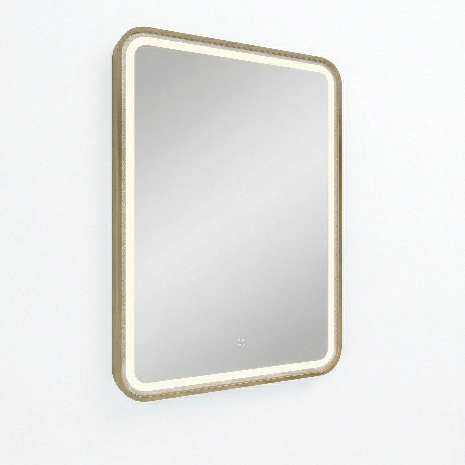 Kartell Ottone 500mm W x 700mm H Rectangle Brushed Brass Frame Front Lid LED Mirror Wall Mounted - OT5070