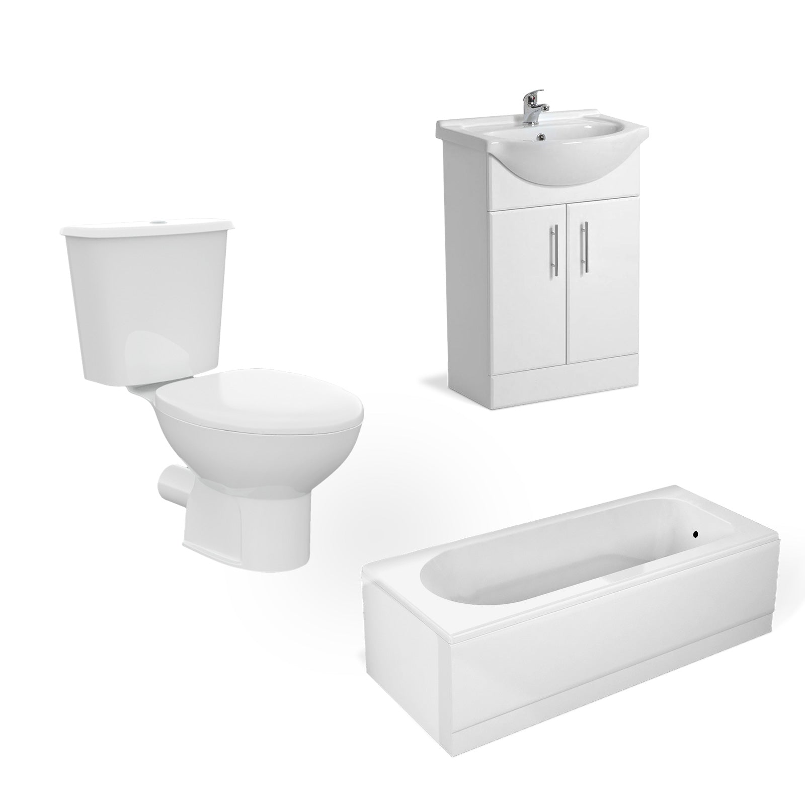 Ellen Bath 1700mm Flat Pack Vanity Unit Toilet Pan & Taps Bathroom Suite