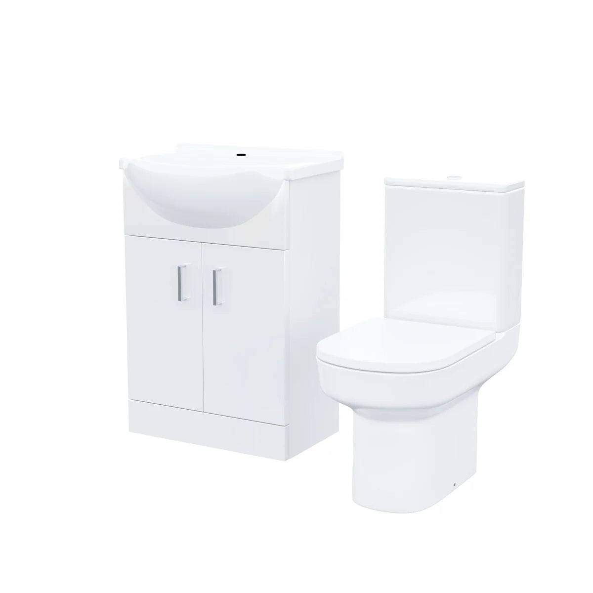 Ellen 550mm Freestanding Vanity Basin Unit & Close Coupled Toilet White