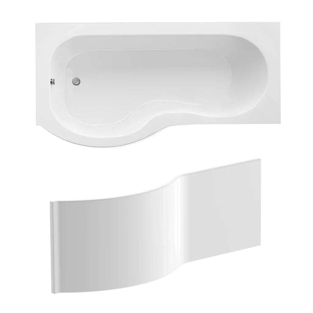 P-Shaped LH 1500mm Curved Shower Bath Acrylic with Front Panel