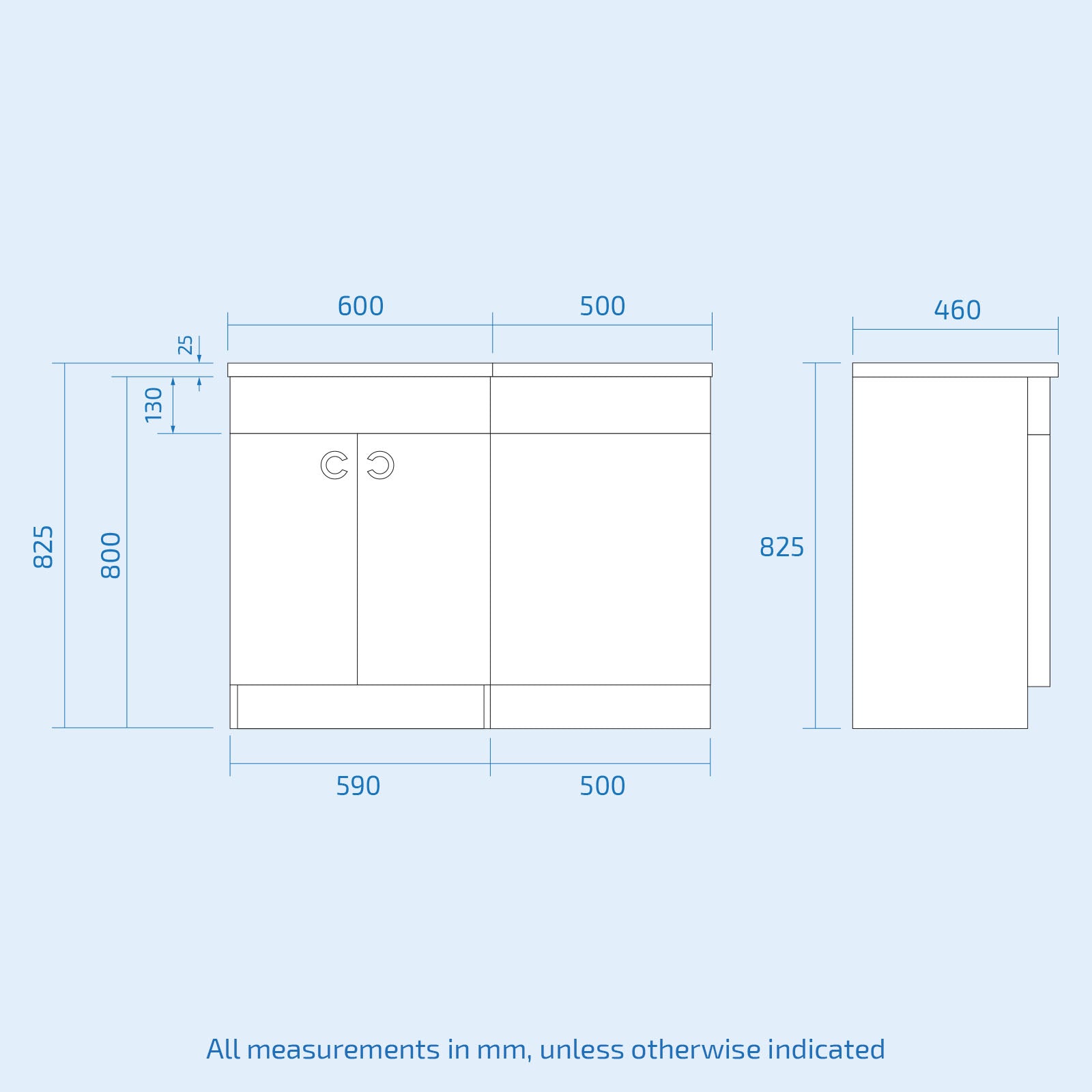 Dene 1100mm LH Sink White Combination Vanity Unit with BTW Toilet Flat Pack