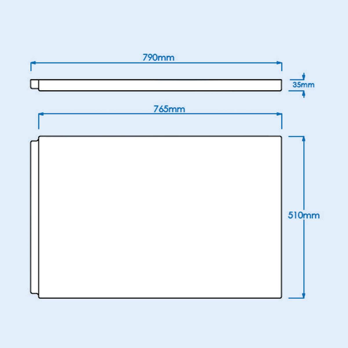 Bathroom High Gloss White Modern Acrylic End Bath Panel Cut to Size 790 x 510mm