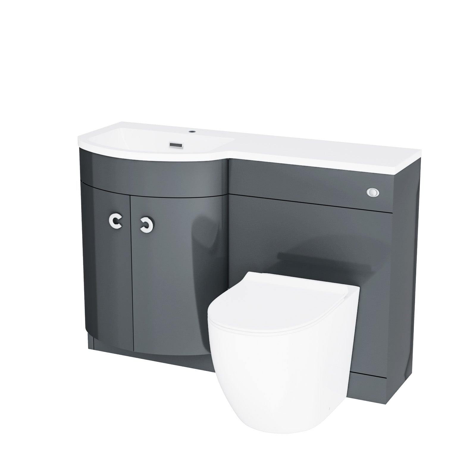 Dene Grey 1100mm LH BTW Soft Close Toilet & Resin Basin