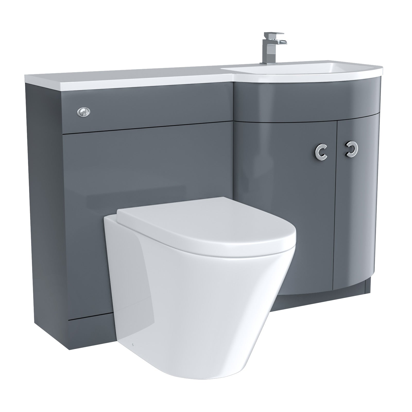 Dene Grey 1100mm RH Vanity Basin Unit & Ellis Back To Wall Toilet