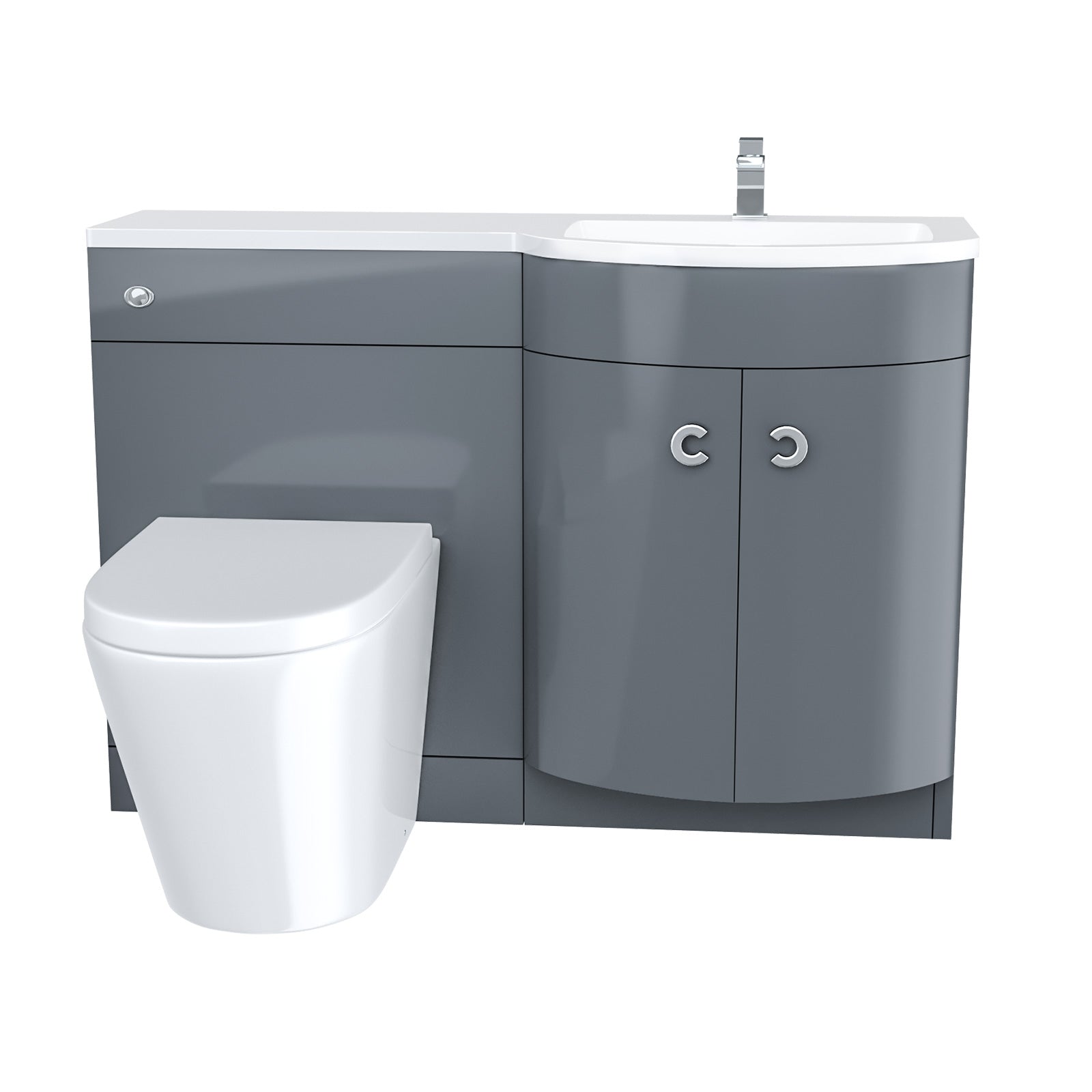 Dene Grey 1100mm RH Vanity Basin Unit & Ellis Back To Wall Toilet