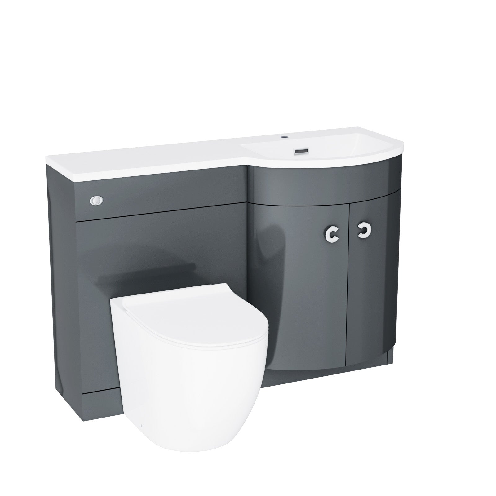 Dene Grey 1100mm RH Back To Wall Soft Close Toilet & Resin Basin