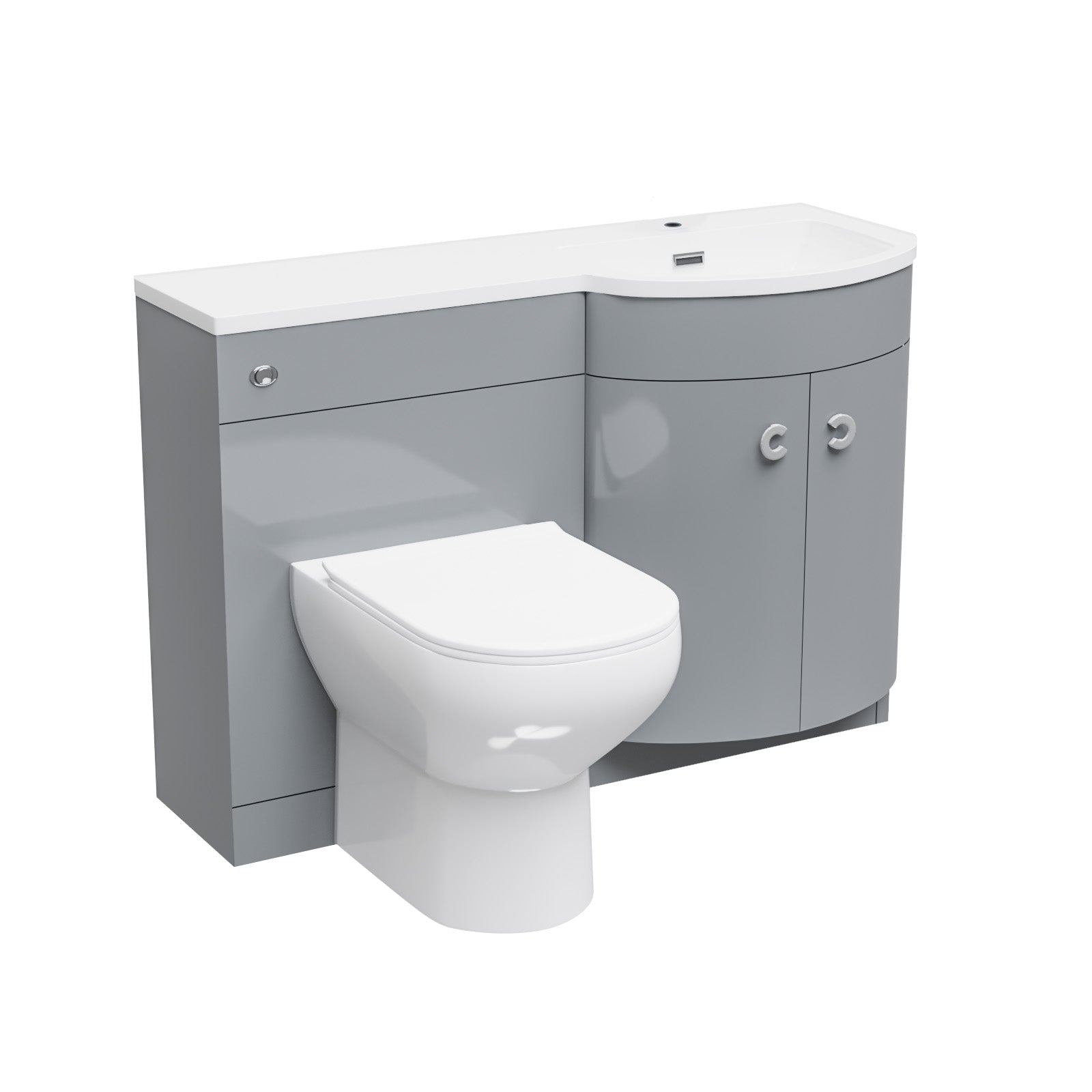 Dene Grey 1100mm Right Hand Basin Combination Vanity Unit, WC unit, Back To Wall Toilet