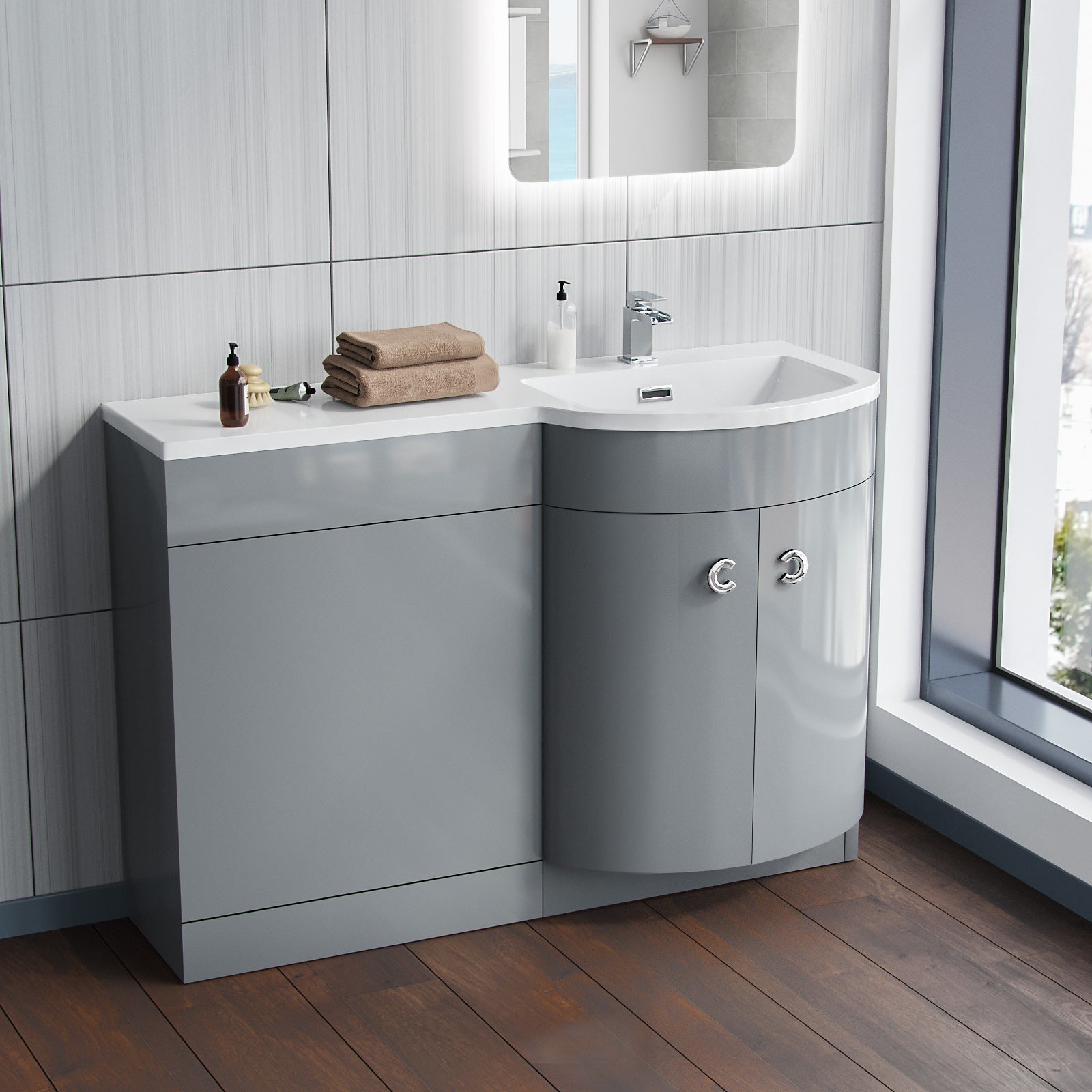 Dene Grey 1100mm Vanity Combination WC Basin Unit