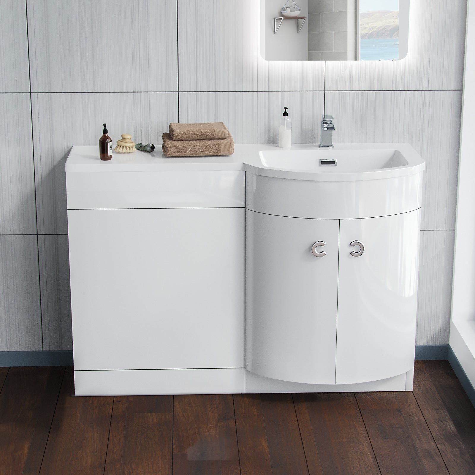 Dene 1100mm Vanity Basin & WC Combination Unit White