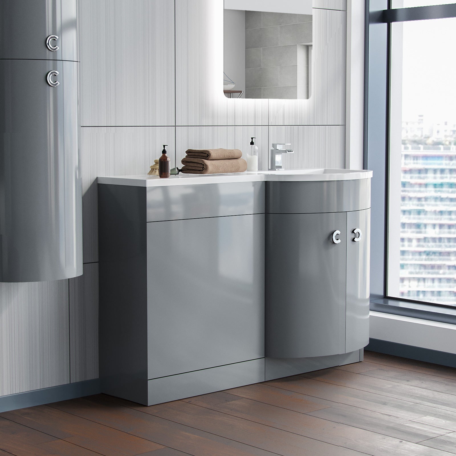 Dene Grey 1100mm Vanity Combination WC Basin Unit