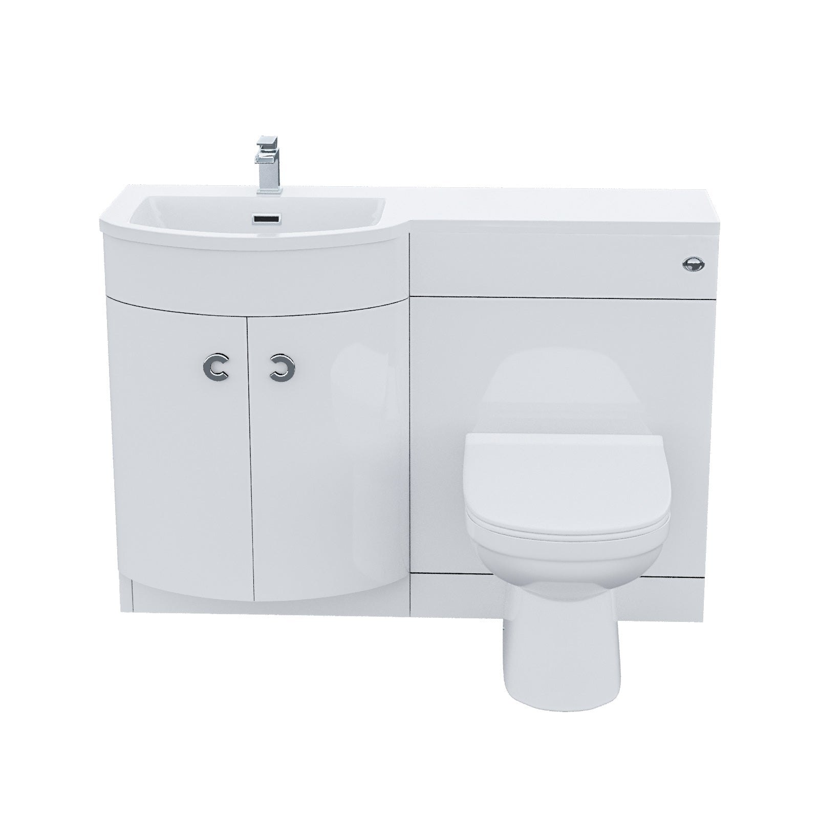 Dene 1100mm LH White Basin Vanity Flat Pack , WC Unit and BTW Toilet