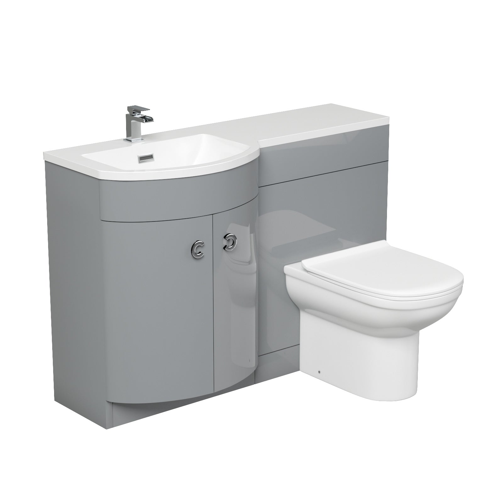 Dene Grey 1100mm Vanity Basin Unit & Desone Back To Wall Toilet