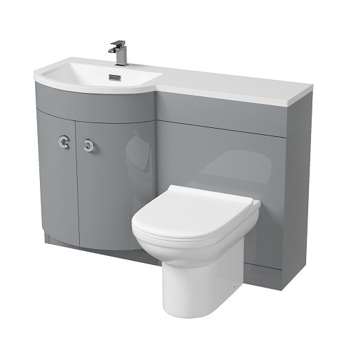 Dene Grey 1100mm Vanity Basin Unit & Desone Back To Wall Toilet