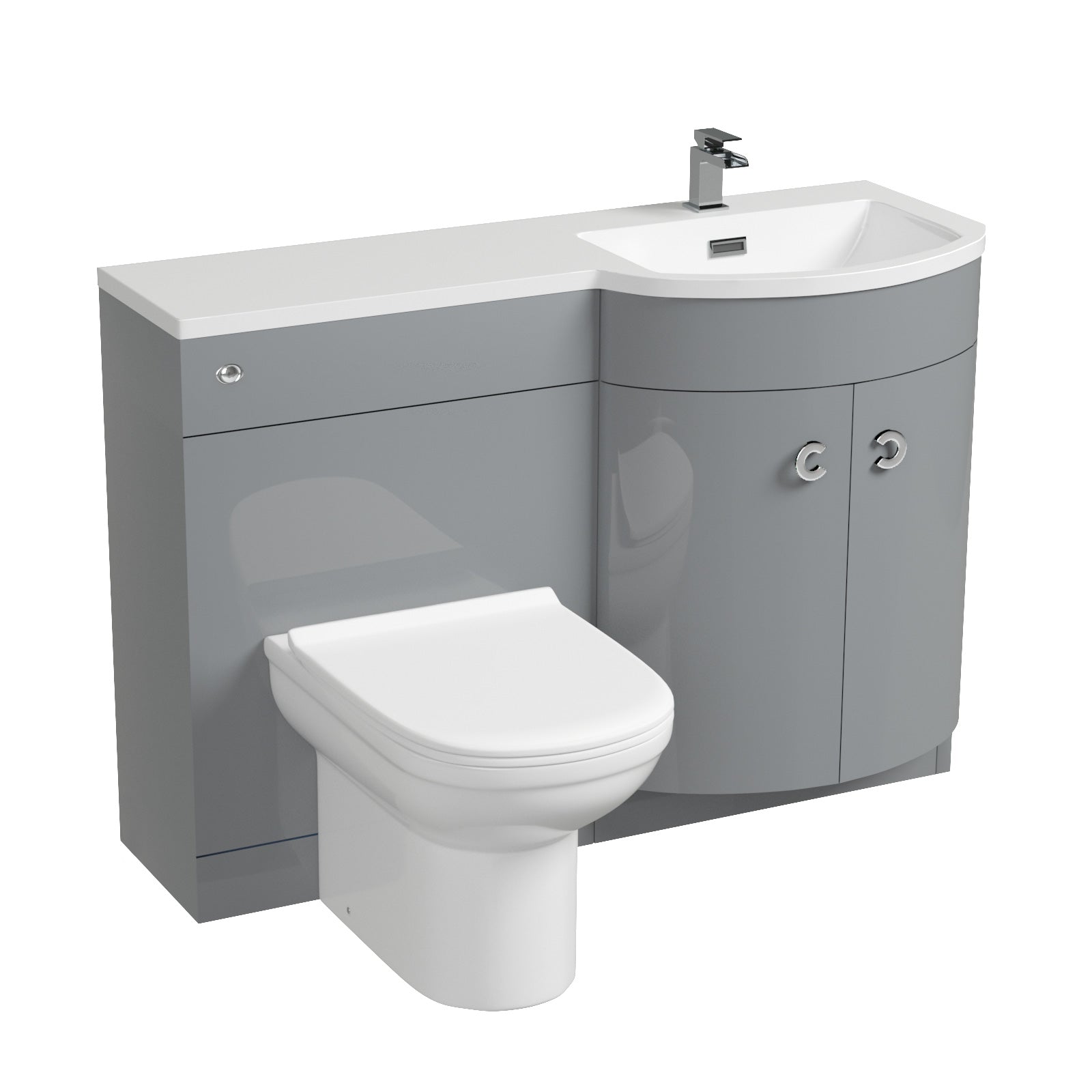 Dene Grey 1100mm Vanity Basin Unit & Eslo Back To Wall Toilet
