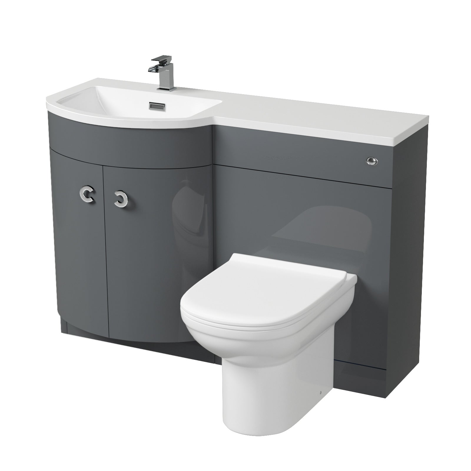 Dene 1100mm Vanity Basin Unit & Elso Back To Wall Toilet Grey