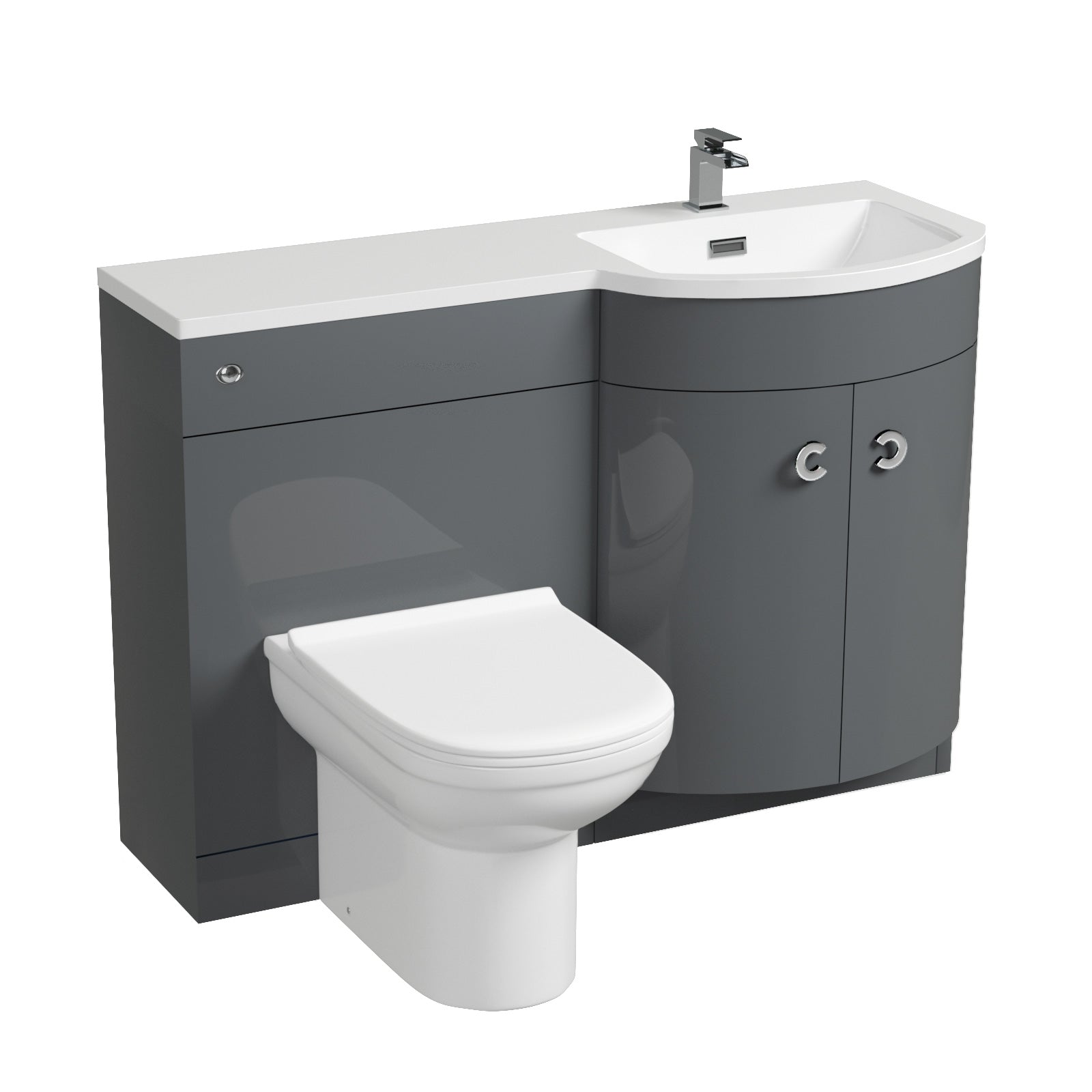 Dene 1100mm Vanity Basin Unit & Elso Back To Wall Toilet Grey