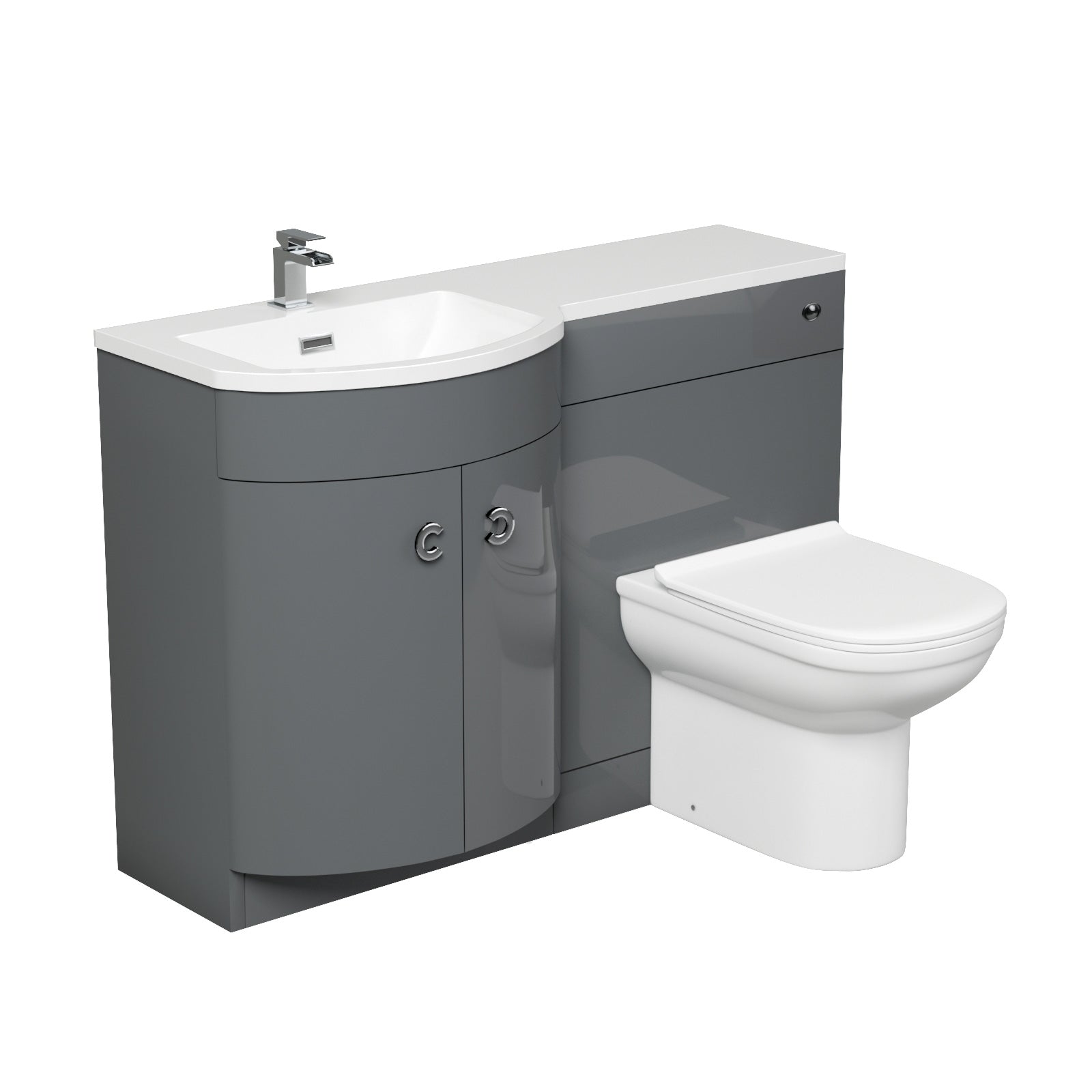 Dene 1100mm Vanity Basin Unit & Elso Back To Wall Toilet Grey