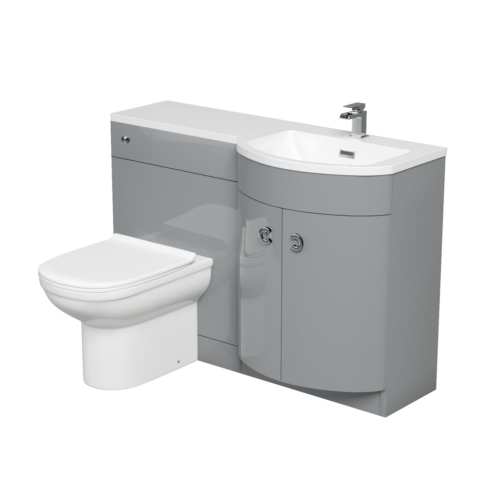 Dene Grey 1100mm Vanity Basin Unit & Desone Back To Wall Toilet