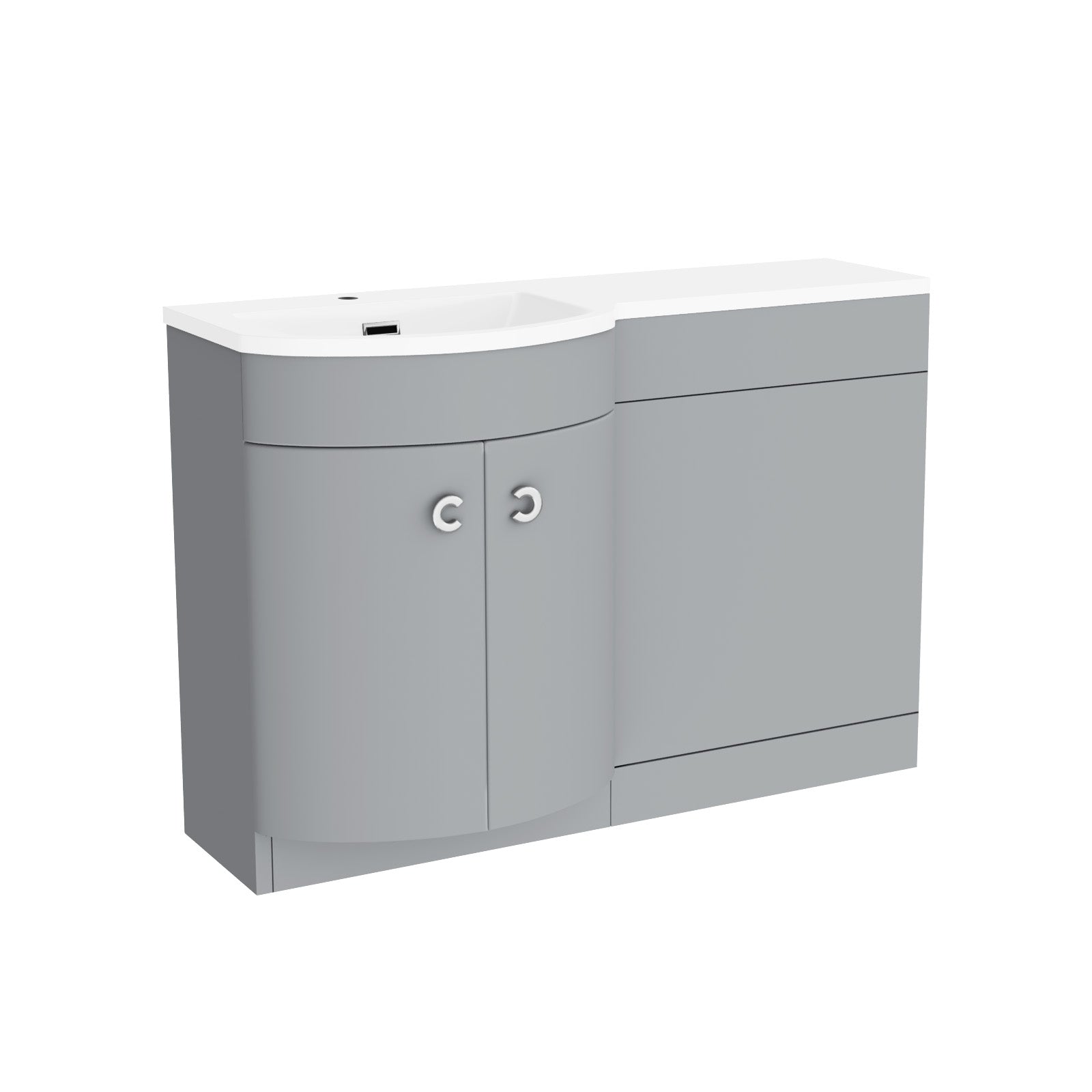 Dene 1100mm Matte Grey Left Hand Freestanding Basin Vanity & WC Unit
