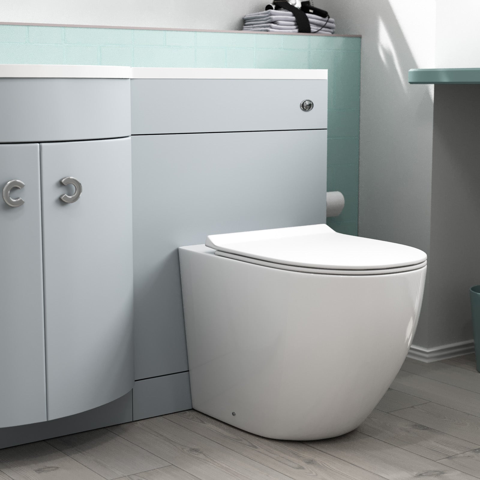 Dene Matte Grey 1100 mm LH Sink Vanity WC Unit & Rimless Toilet