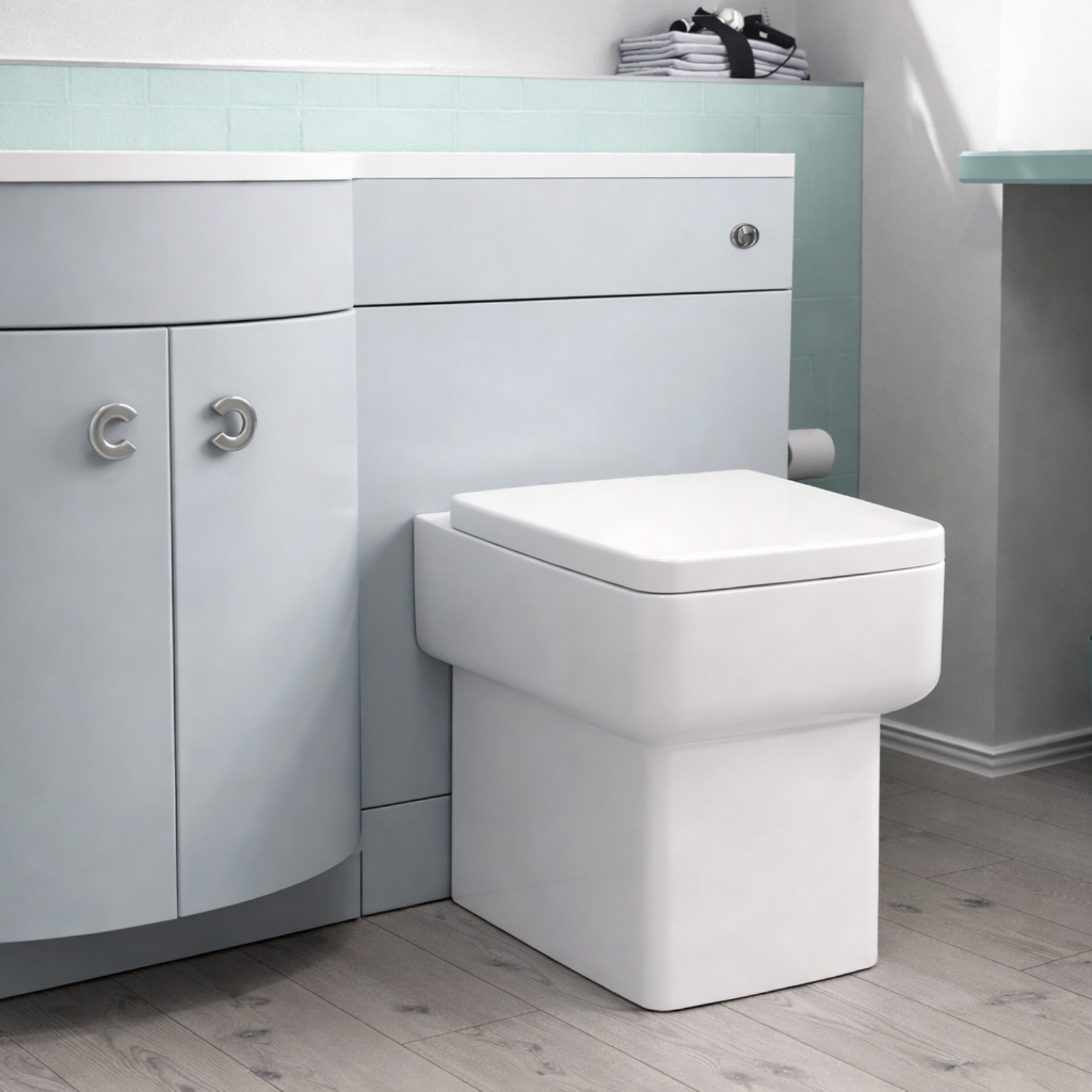 Dene Matte Grey 1100mm LH Basin Vanity, WC Unit & White Back to Wall Toilet