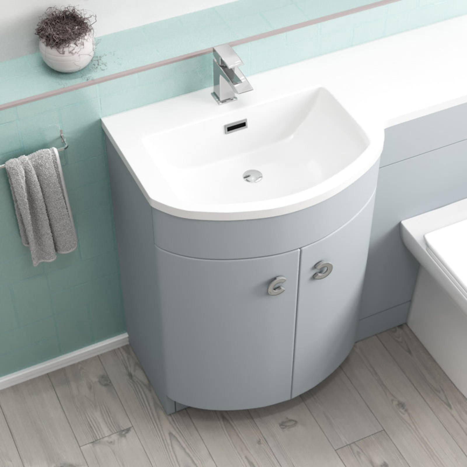 Dene Matte Grey 1100mm LH Basin Vanity, WC Unit & White Back to Wall Toilet