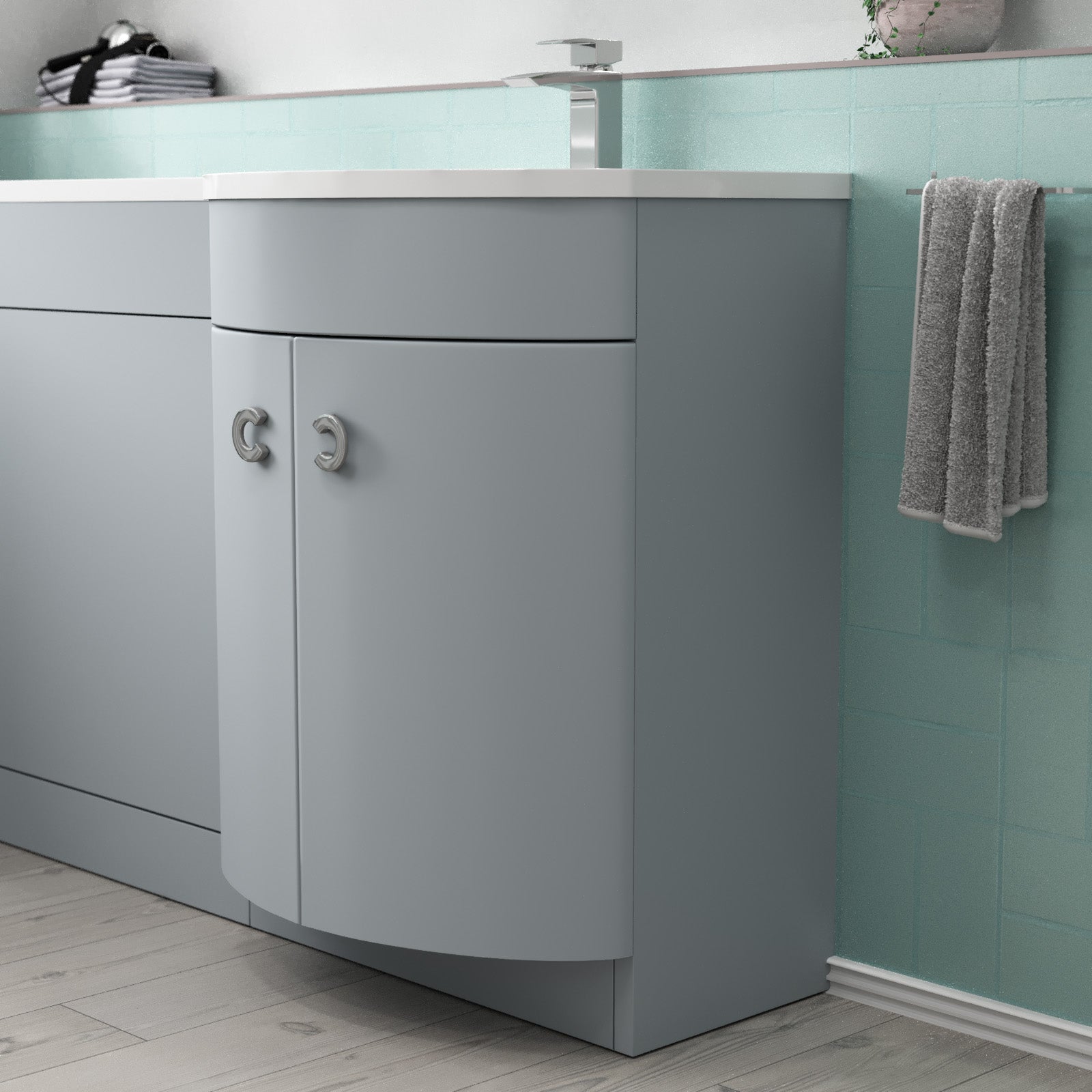 Dene 1100mm Matte Grey Right Hand Freestanding Basin Vanity & WC Unit