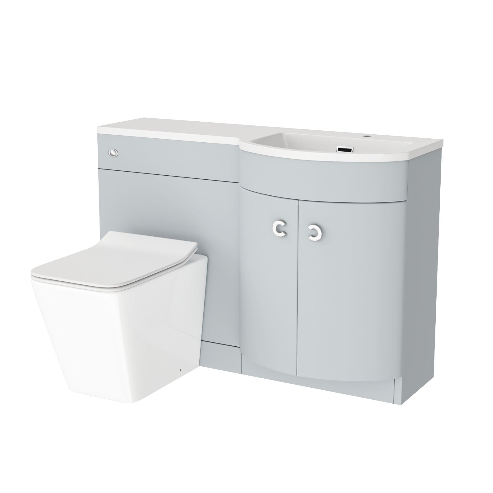 Dene Matte Grey 1100mm P-Shape Right Hand Basin Vanity WC Unit & BTW Toilet