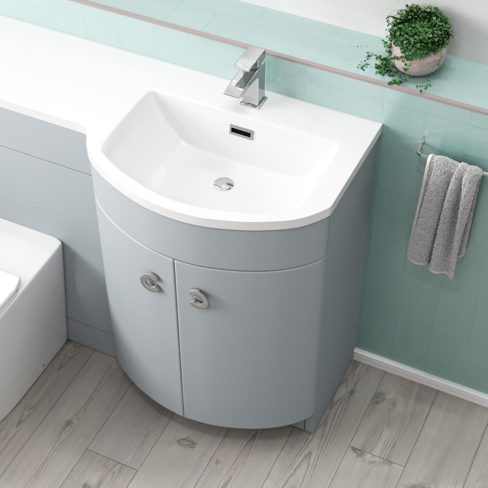 Dene 1100mm RH Matte Grey Basin Vanity, WC Unit & Back to Wall Toilet