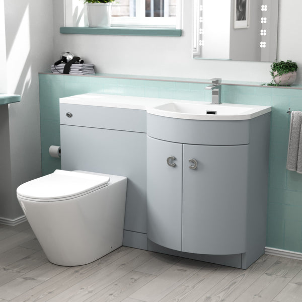 Dene Matte Grey 1100mm RH Basin Vanity, WC Unit & Back to Wall Toilet