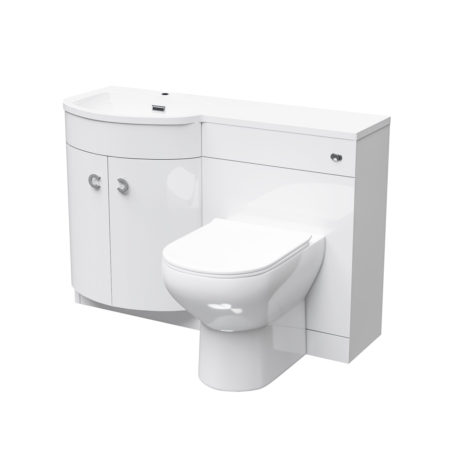 Dene 1100mm Left Hand Sink White Combination Vanity Unit with BTW Toilet