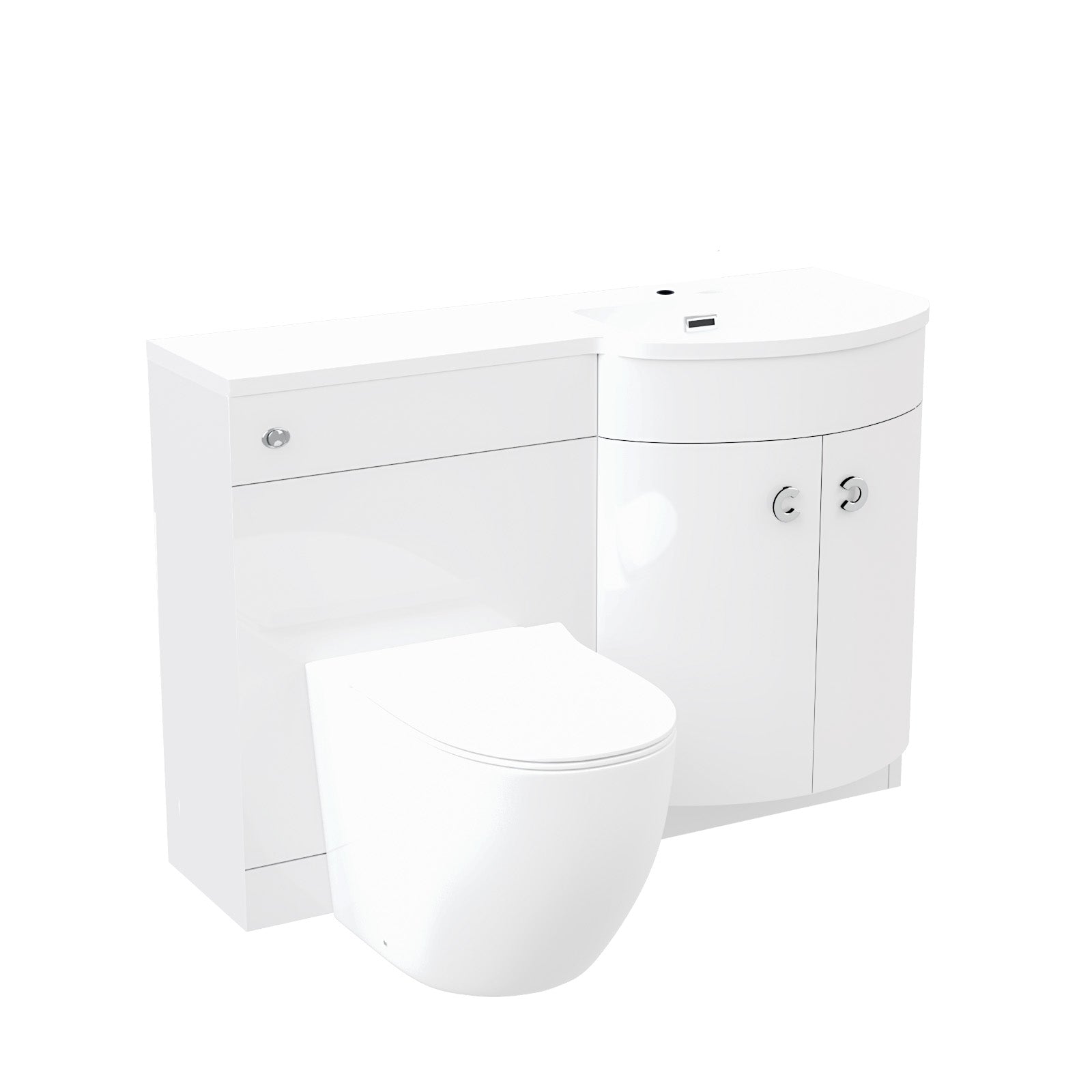Dene White 1100 mm Right Hand Side Sink Combination Vanity Unit With Rimless Toilet
