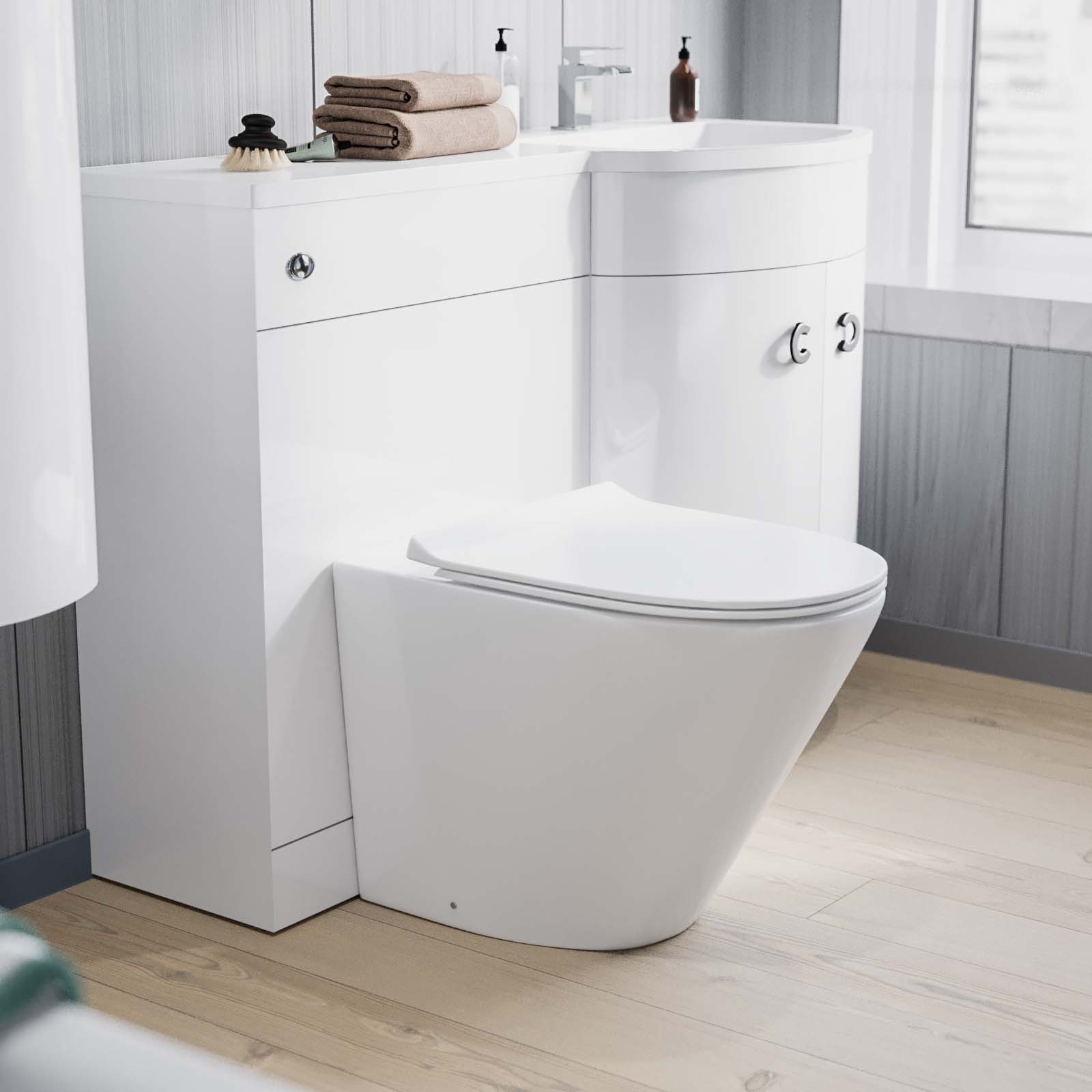 Dene White 1100mm Vanity Basin Unit & Ellis Back To Wall Toilet