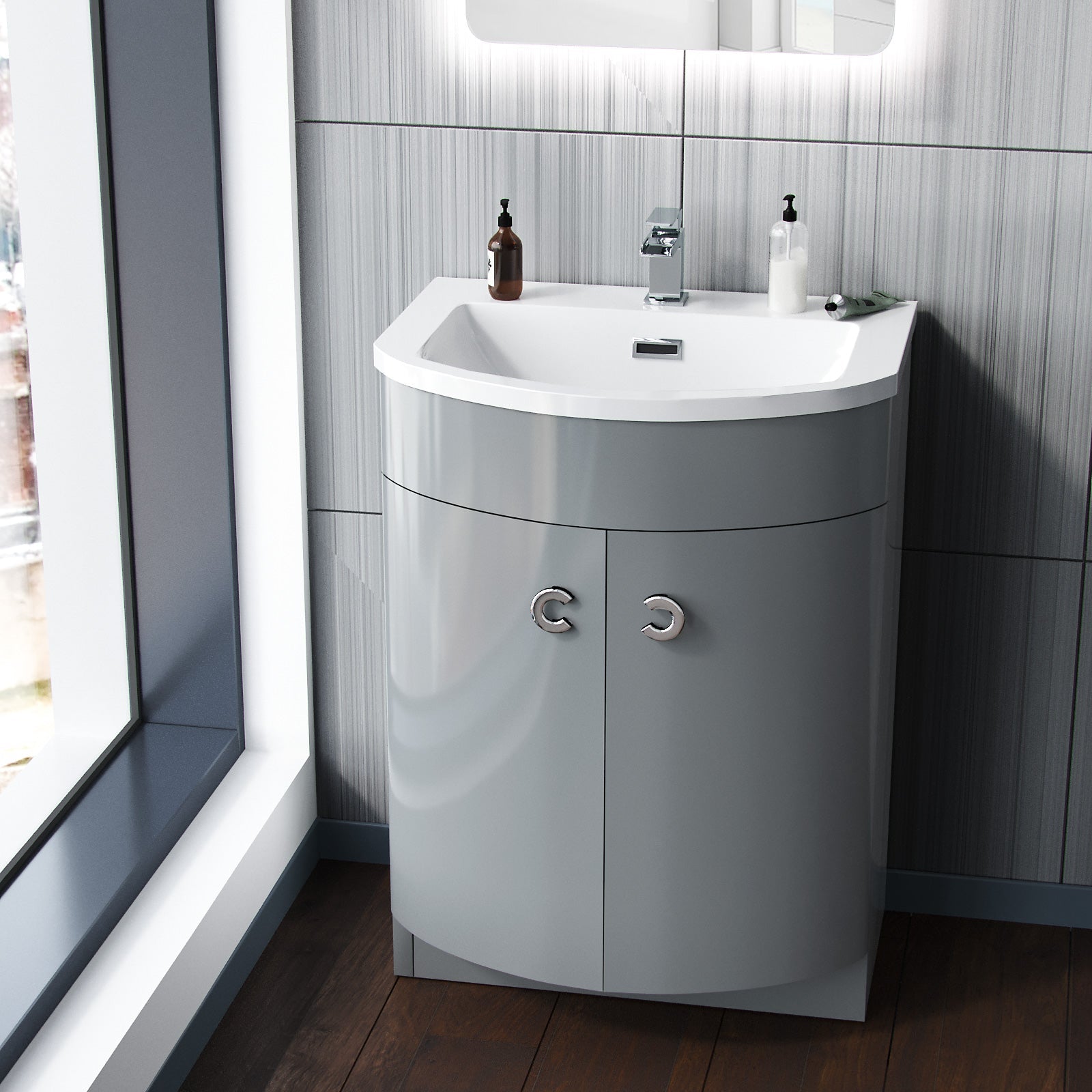 Dene Grey 600mm Modern Vanity Basin Unit