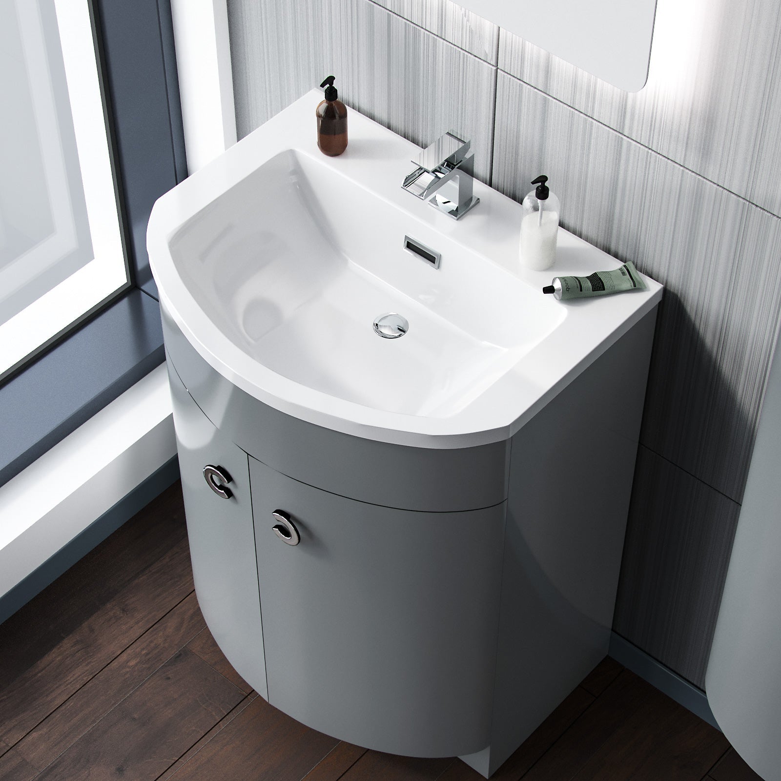 Dene Grey 600mm Modern Vanity Basin Unit