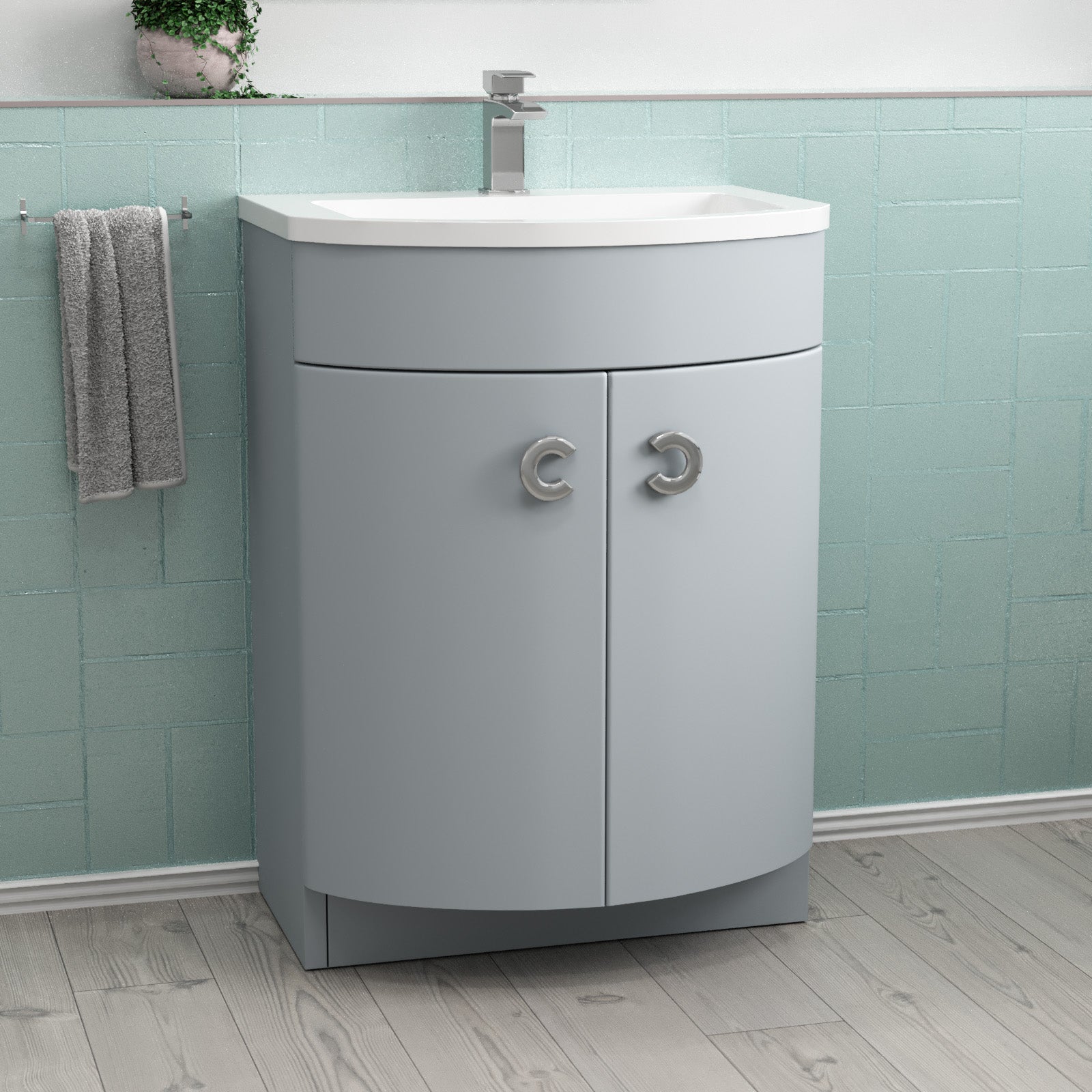 Dene Freestanding Modern 600mm Matte Grey Basin Vanity Unit