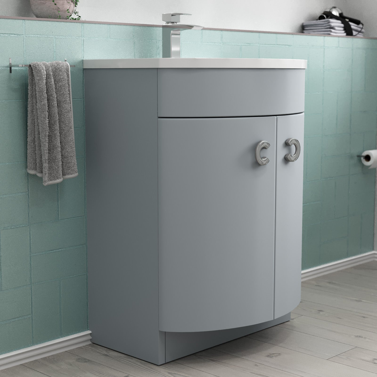 Dene Freestanding Modern 600mm Matte Grey Basin Vanity Unit