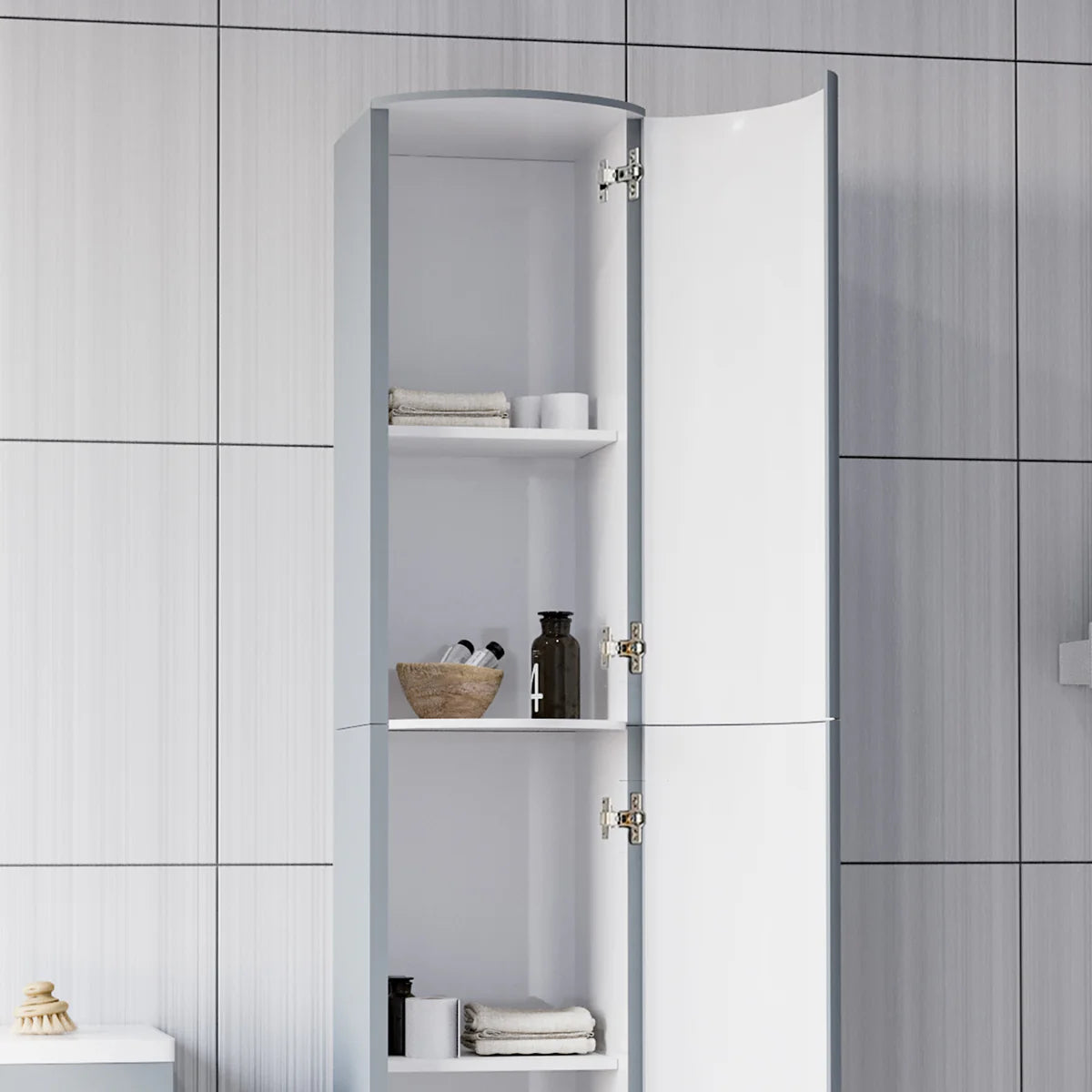 Dene Matte Grey 600mm Freestanding Basin Vanity Unit & Tall Storage Cabinet Bathroom Set
